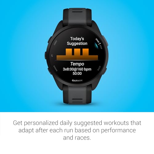 Garmin Forerunner 165 Music, Running Smartwatch, Colorful AMOLED Display, Training Metrics and Recovery Insights, Music on Your Wrist, Black