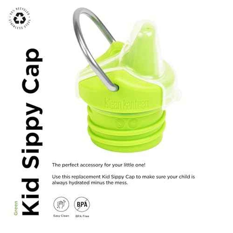 Klean Kanteen Classic Kid Sippy Cap - Lid Replacement for Kid Water Bottle - Easy Clean - Great for Outdoor Activities - BPA Free - Green