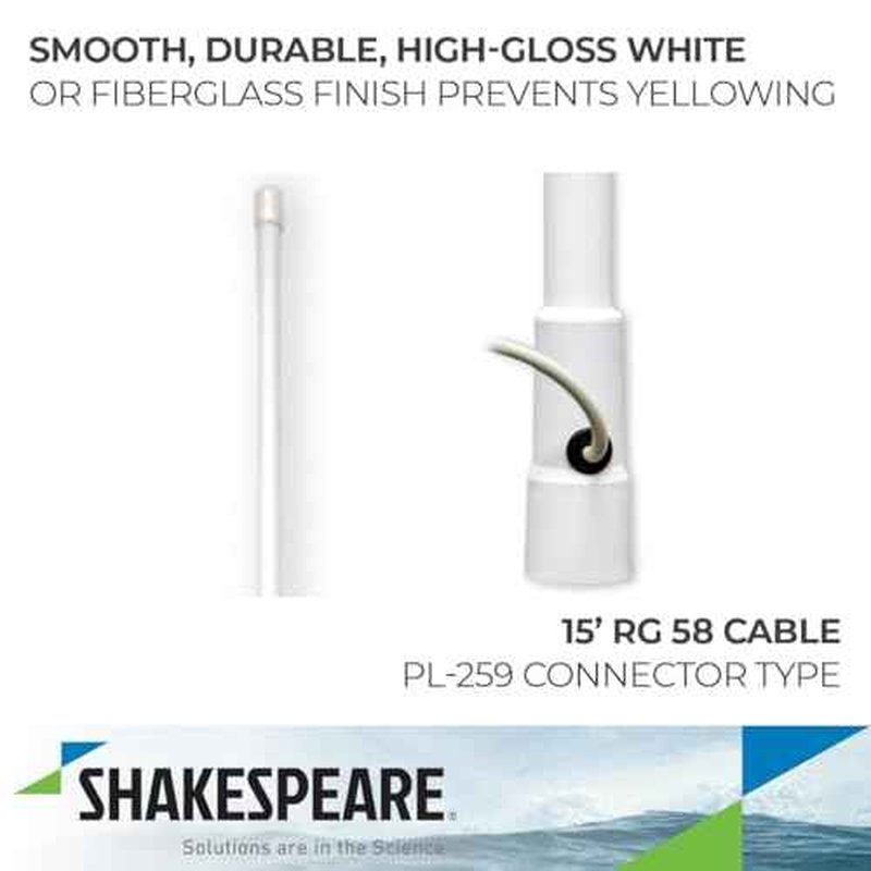 Shakespeare 5206-N White 8' Marine Antenna