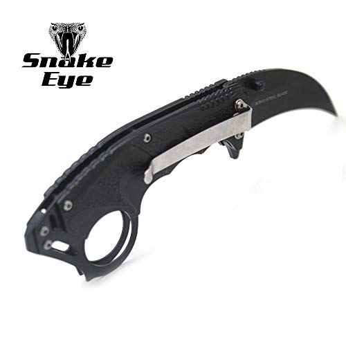 Snake Eye Tactical Everyday Carry Spring Assist Style Folding Pocket Knife EDC (Black)