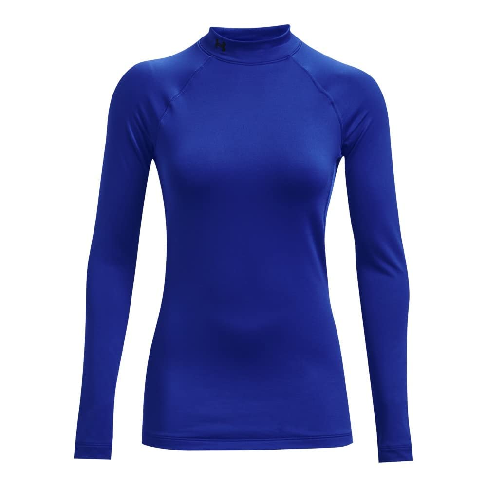 Under Armour Womens Authentics Mock Neck T-Shirt, Royal (400)/Black, Medium