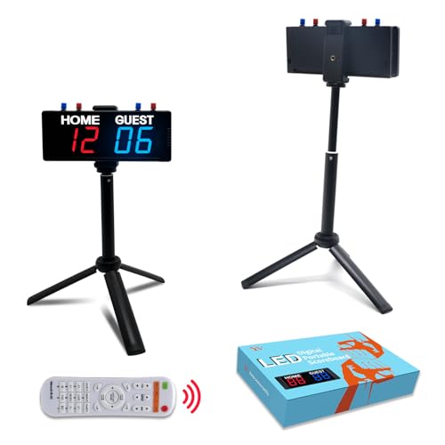 YZ Battery Powered Scoreboard Clock Timer with Buttons, Portable Digital Scoreboard with Remote, Electronic Scoreboard with Stand, Cornhole Score Keeper for Outdoor Yard Games/Shuffleboard/Pickleball