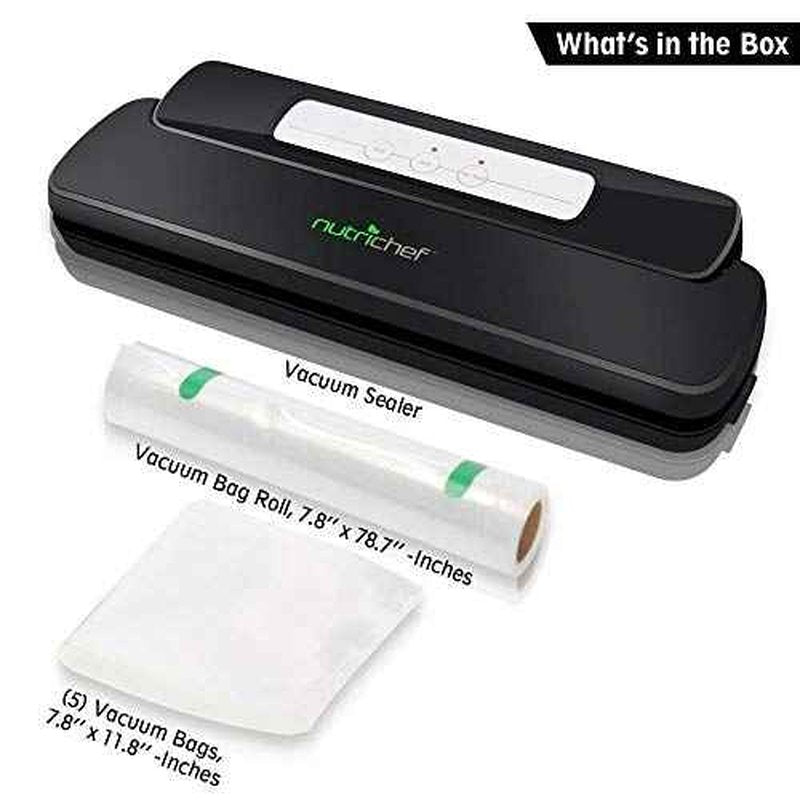 NutriChef Automatic Handheld Vacuum Sealer Machine - Simple & Compact Fresh Saver Meal - Vacuum Sealing System with Starter Pack for Food Preservation