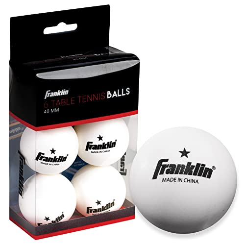 Franklin Sports Ping Pong Balls - Official Size + Weight White 40mm Table Tennis Balls - One Star Professional Ping Pong Balls - Durable High Performance Ping Pong Balls - White - 6 Pack