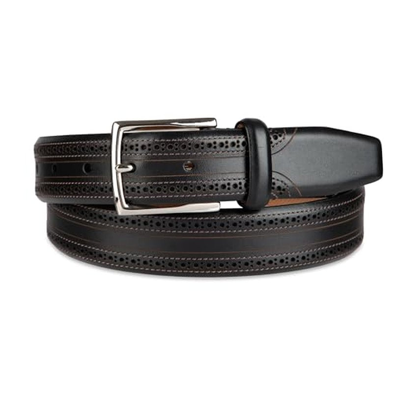 Cole Haan mens Black Leather Dress Belt - Classic Style With Polished Buckle for Work Or Formal Wear