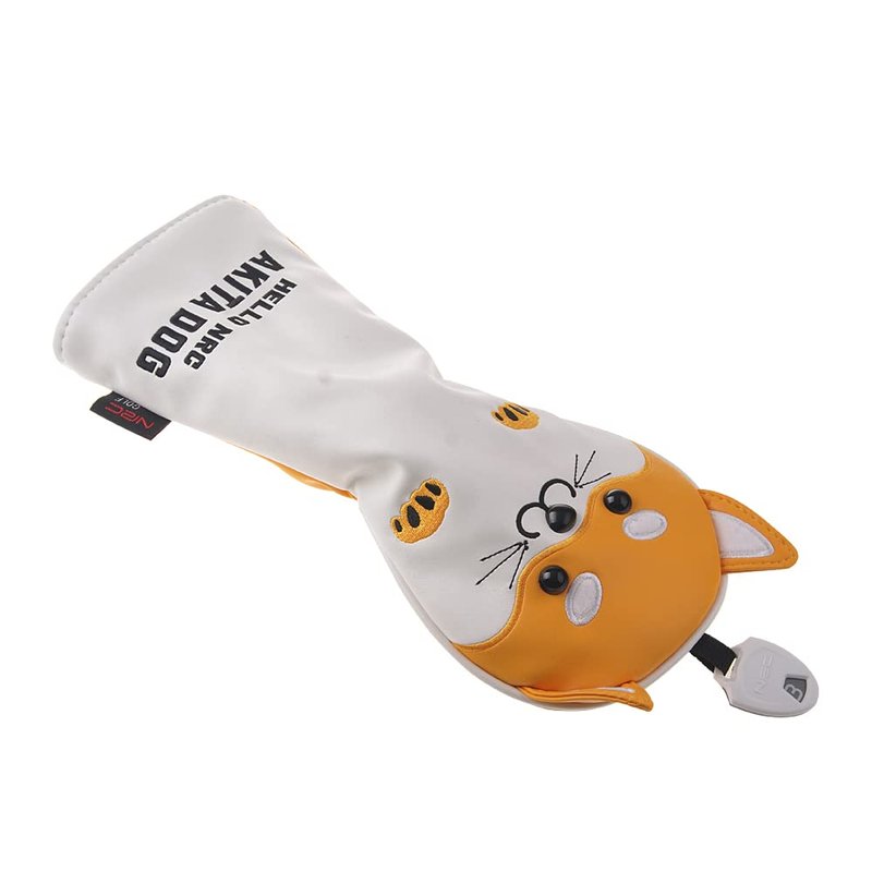 GOOACTION Golf Club Head Cover with Akita Dog Creative Cartoon Animal Pattern Synthetic Leather Yellow Golf Clubs Headcovers (B-Fairway Wood)