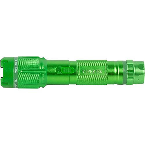 VIPERTEK VTS-T03 Aluminum Stun Gun for Self Defense Rechargeable with LED Flashlight, Green