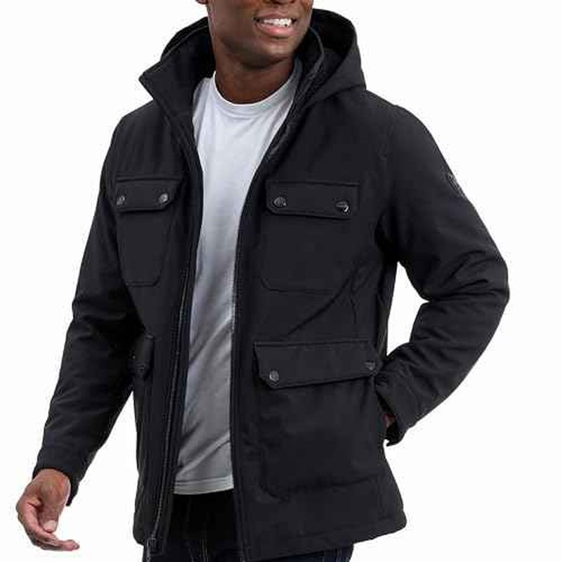 Michael Kors mens Four Pocket Softshell Field Jacket With Faux Sherpa Lining, Wind and Water Resistant
