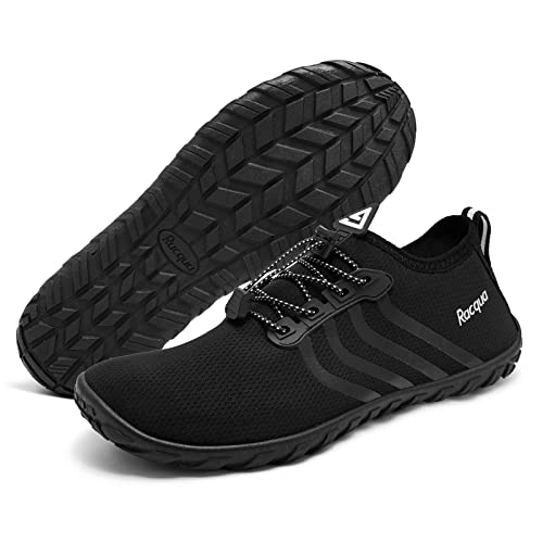 Racqua Men&Women Quick-Dry Aqua Socks for Hiking Surf Diving Sport Water Shoes Breathable Pool Beach Swim Shoes Black 8.5W/7.5M