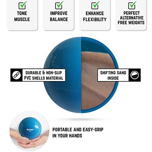 A2ZCARE Toning Ball - Weighted Toning Exercise Ball - Soft Weighted Medicine Ball for Pilates, Yoga, Physical Therapy and Fitness - Blue (2 lbs)