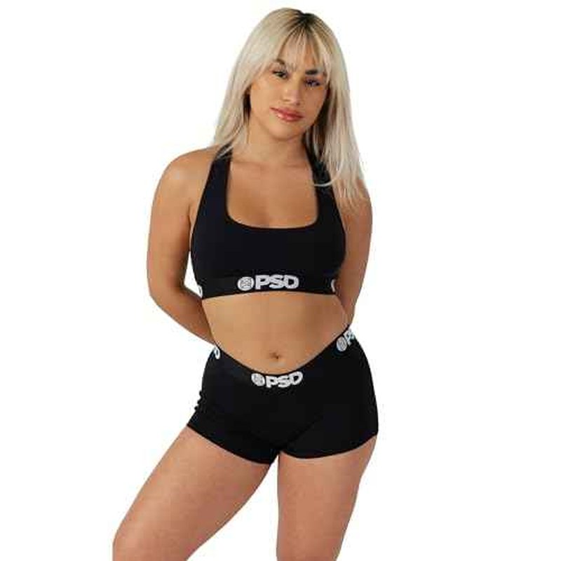 PSD Womens Sports Bra ? Black Modal 3-Pack, Comfortable Medium Support Sports Bras for Women Pack, Womens Racerback Sports Bras Multipack, X-Small