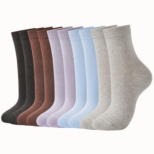 J-BOX Women's Cotton Crew Socks Above Ankle Socks, Lightweight Socks for Women Socks Multicolors Casual Socks