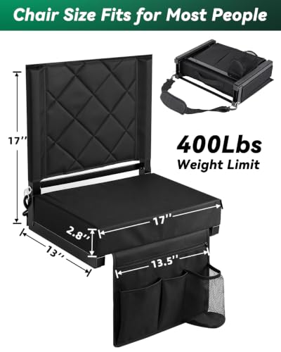 LWWTBS Stadium Seat with Back Support Black - Portable Bleacher Chair 1