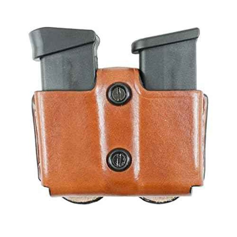 DeSantis Double Magazine Leather Pouch - Pistol Magazine Holder, Double Mag Pouch, Mag Holder 9mm, Compatible with Glock 43X and Mossberg MC1SC Magazines - Ambidextrous, Tan