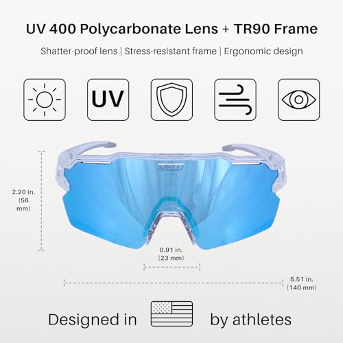 VELO by The Bullpen Training Adult Sports Sunglasses – TR90 & UV400 – For Baseball, Cycling & Outdoors – Playmaker (Clear/Light Grey)