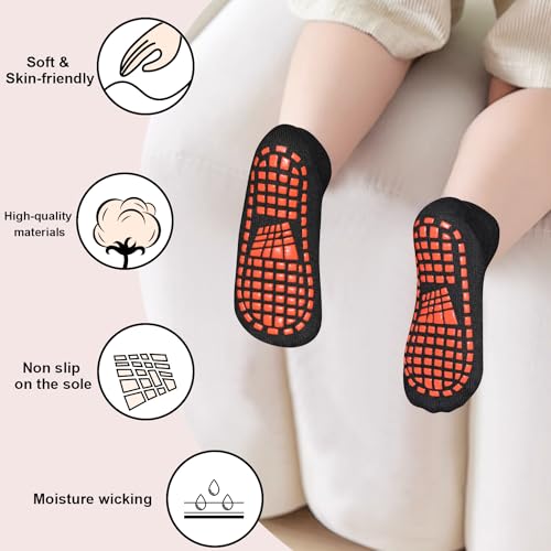 SkiBeaut Kid Trampolines Socks Ankle Grips Non Slip Child Socks for Boys Girls 2-5/6-9/10-13 Years