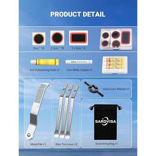 40 PCS Bike Tire Repair Kit, Bicycle Inner Tube Puncture Patch Kit with 30 PCS Tire Patches & 3 PCS Stainless Steel Tire Levers, Portable Bike Tire Patch Kit for Mountain and Road Bike