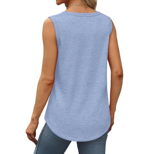 LIKEOULI sales today clearance women prime deals Tank Tops for Women 2024 Summer Casual Loose Sleeveless Tops Ribbed Trim Scoop Neck Curved Hem Womens Tank Topsprime of day