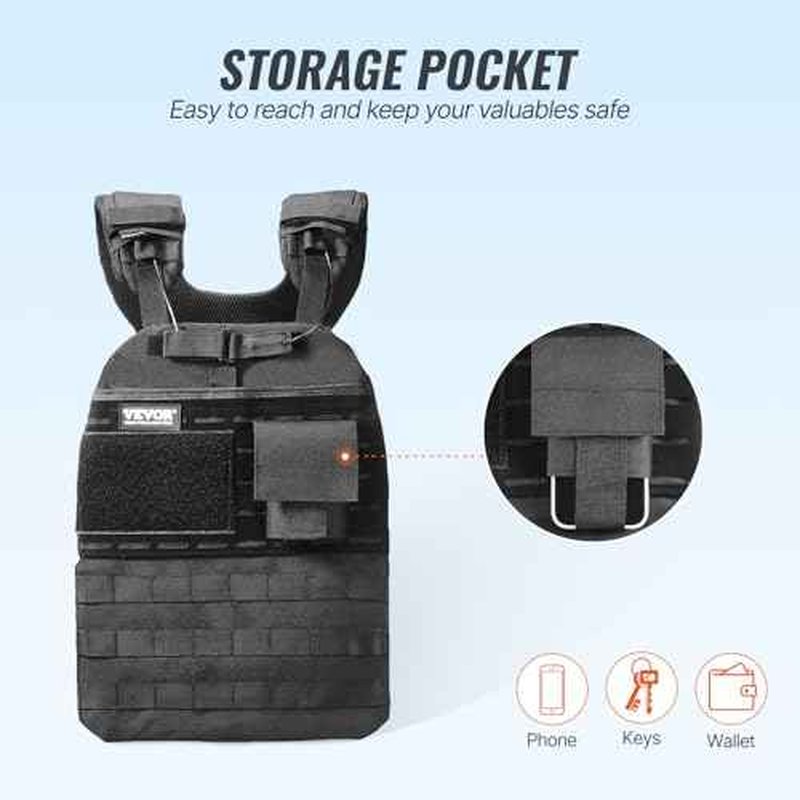VEVOR Adjustable Weighted Vest, 11-20lb/20-32lbs/35lbs/40lbs Weight Vest with 6 Ironsand Weights and Reflective Stripe, Workout Equipment for Strength Training Running Jogging