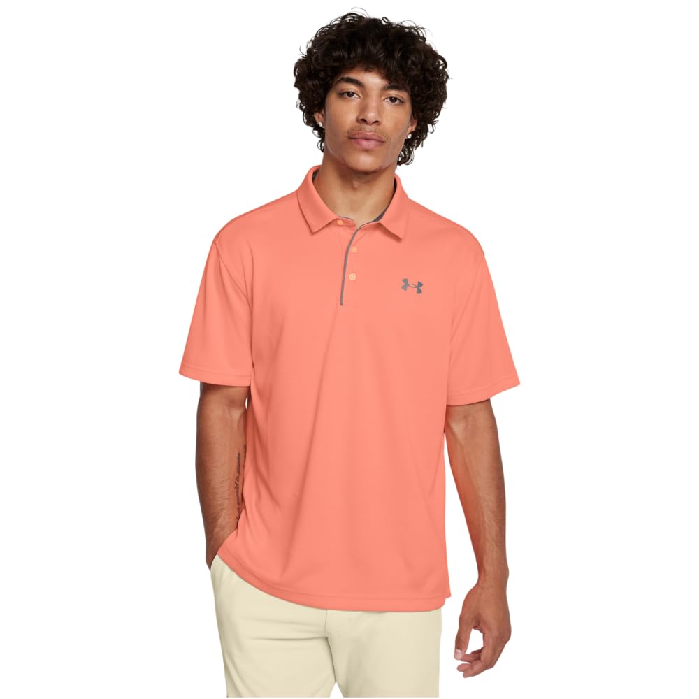 Under Armour Men's Tech Golf Polo, (897) Flare Orange/Pitch Gray/Halo Gray, 3X-Large
