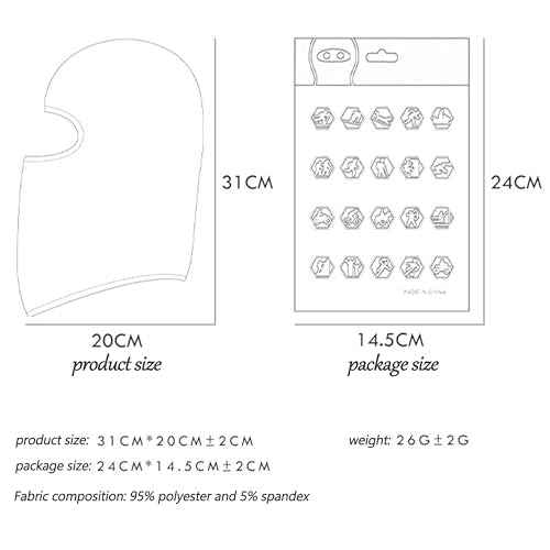 Kids Cycling Balaclava Mask Face Sun Protection Hat Windproof Skiing Cap for Boys & Girls 2 PCS Black