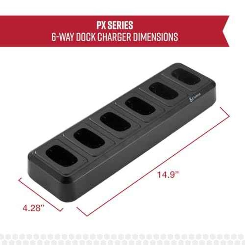Cobra PX Professional Walkie Talkie 6-Way Dock Charging Station with UBS Charging Cable - Desktop Portable Charger, Compatible with PX650 Business Models