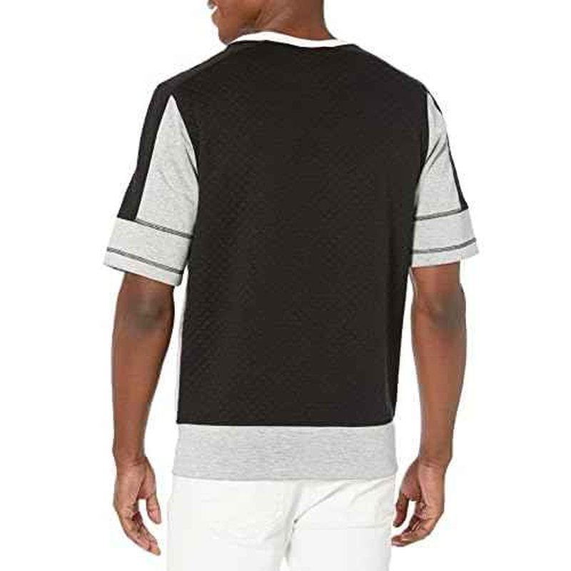 KARL LAGERFELD Men's Contrast Fabric Mesh Logo Pullover
