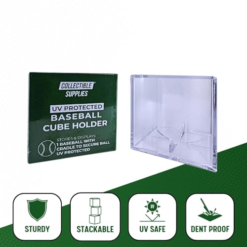 UV Protected Baseball Display Case | Acrylic Baseball Cube Clear Storage Case with UV Protection (1 UV Baseball Cube)