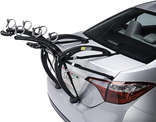 Saris Bones Car Trunk Bicycle Rack Carrier, Mounts 3 Bikes, Black - Durable, Rust-Free, Anti-Sway Straps, Fits Most Vehicles, Made in USA, Arc-Based Design, 100% Recyclable Materials