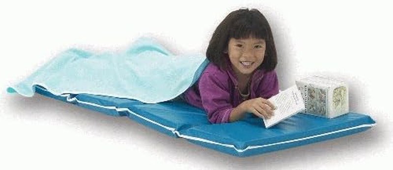 KinderMat Jr. Daydreamer 2" Thick Rest Mat - 44" x 19" | Blue/Teal with Grey Binding for School & Daycare