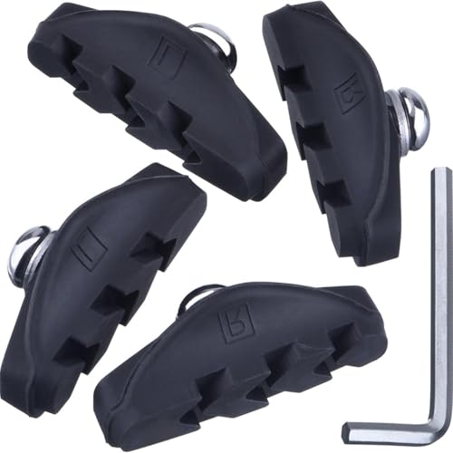 Bike Brake Pads, 2 Pairs (4 Pieces) Caliper Brake Blocks for Road Bicycle, 50mm, Black