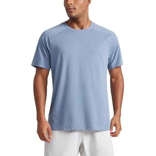 CRZ YOGA Mesh Workout Shirts for Men - Lightweight Breathable T-Shirts Running Athletic Training Short Sleeve Tops