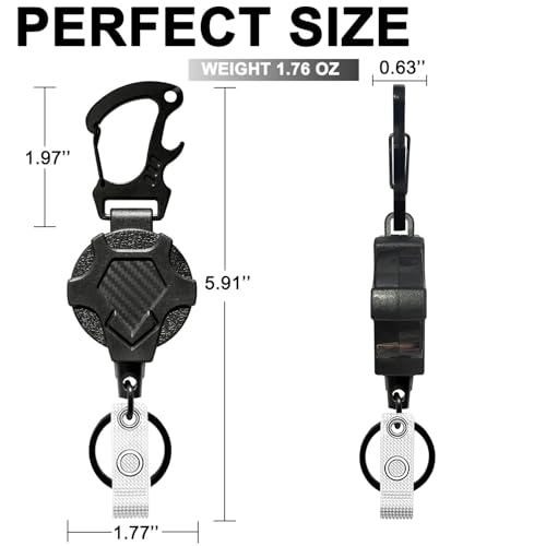 Retractable Keychain Lanyard Heavy Duty,Badge Holder Reel,Durable Pull Badge Reels Key Holder with 32¡± Steels Cord, 9.0oz (new 2-pack)