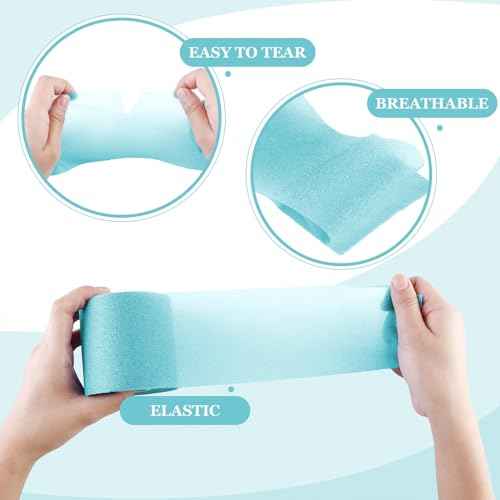 Nuanchu 30 Yards Pre-wrap Athletic Tape Foam Underwrap Tape Foam Underwrap Bandage for Hair Soccer, Sports Wrists Elbows Knees Ankles, 2.76 Inches(Turquoise)