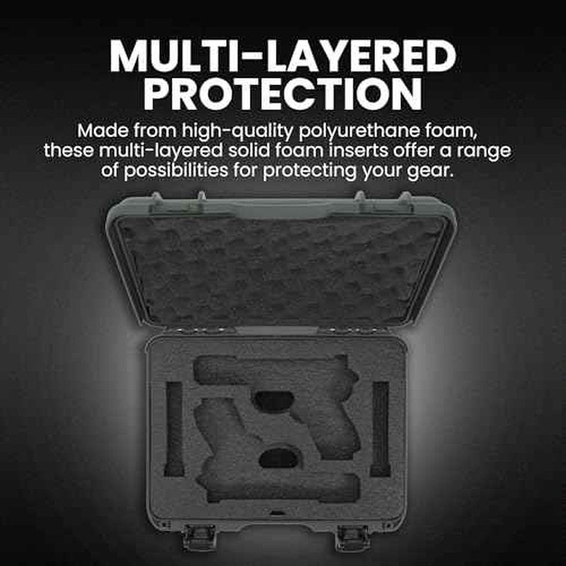 NANUK 910 Hard Case with Custom Foam Insert for 2 UP Glock Single Sporting Gear, IP67 Waterproof Hard Storage, Canada 2 UP Glock Short Case ? (14.3¡¯¡¯ x 11.1¡¯¡¯ x 4.7¡¯¡¯)