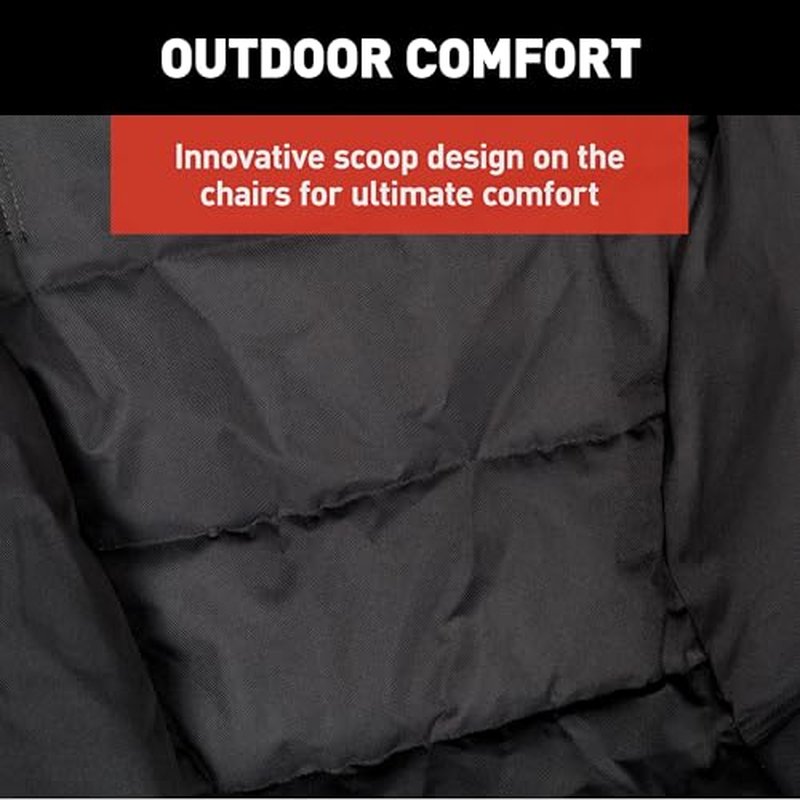 Lippert Baja Overlanding 3-Piece Chair & Table Set, 600-Denier Polyester Folding Chairs, Dual Cupholders, Innovative Scoop for Ultimate Comfort, Fold-up Convenience - 2023053719
