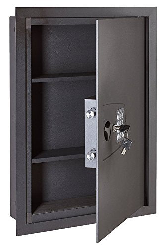 SnapSafe in Wall Gun Safe and Money Safe - Hidden Safe Provides Security for Your Firearms & Valuables, Keypad Entry - In Wall Safe Between Studs with Flush Mount, Ideal for Home, Office Black