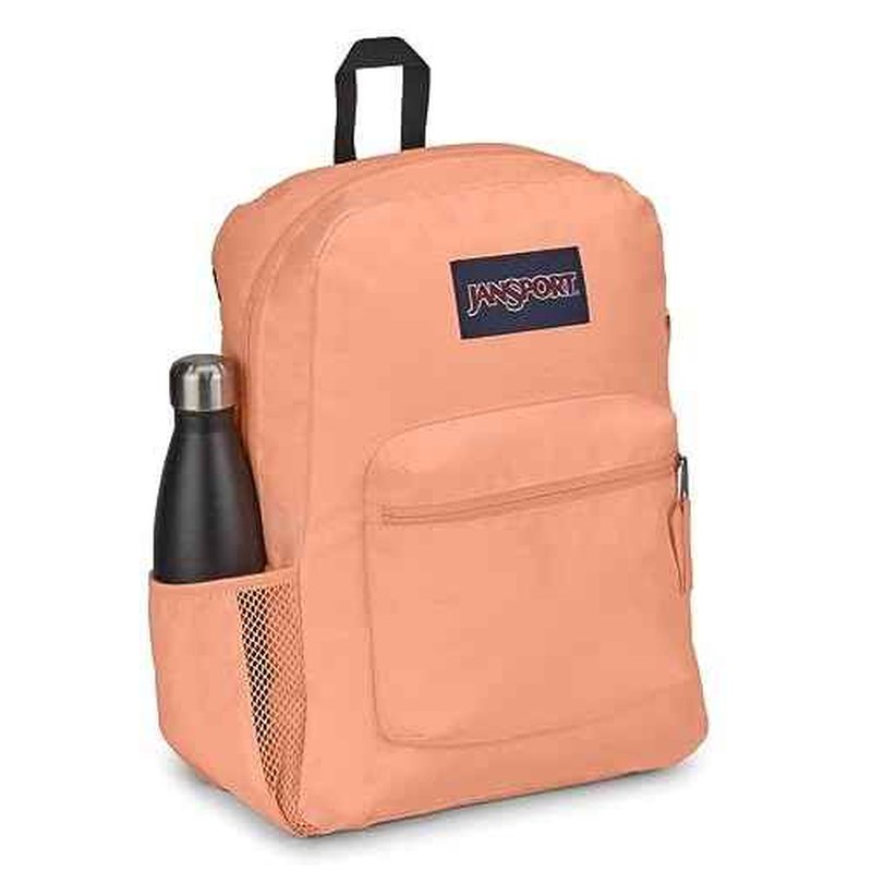 JanSport Cross Town Backpack 17" x 12.5" x 6" - Simple Bag for Everyone with 1 Main Compartment, Front Utility Pocket - Premium Class Accessories - Peach Neon