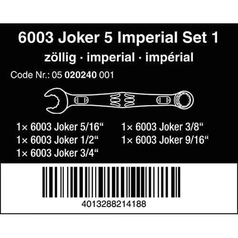 6003 JOKER 4 SET IMPERIAL 1 RING SPANNER SET, 4 PIECES