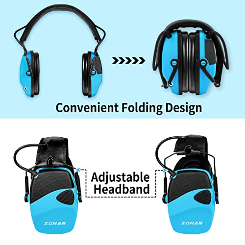 ZOHAN EM054 Electronic Shooting Ear Protection with 4X Sound Amplification, Slim Active Noise Reduction Earmuffs for Gun Range