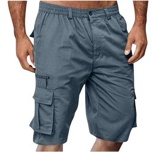 APIVOE Cargo Shorts for Men Summer Elastic Waist Shorts Lightweight Work Long Shorts Big and Tall Cargo Shorts with Pockets