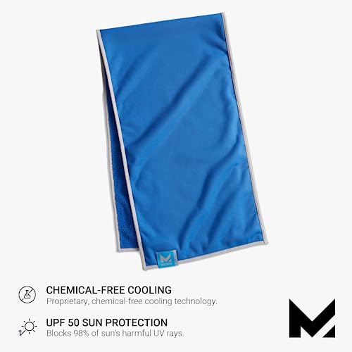 MISSION Dual Action Cooling & Drying Towel, Mission Blue - Cools Up to 6 Hours - Moisture & Sweat Absorbent - UPF 50 Sun Protection - Machine Washable