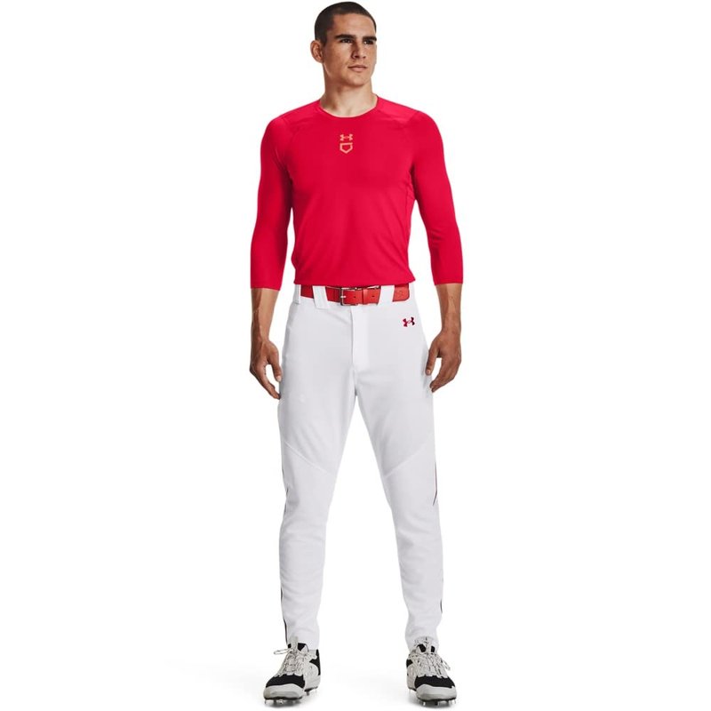 Under Armour Men's Utility Baseball Straight Leg Pant Pipe 22, (103) White/Red/Red, Large