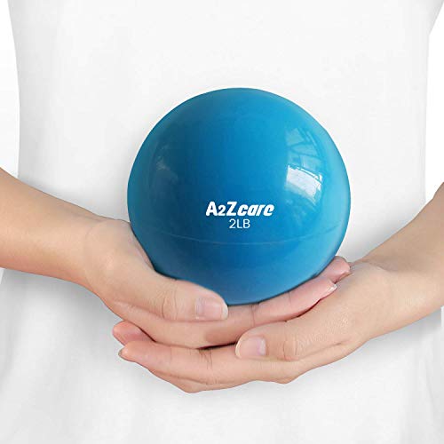 A2ZCARE Toning Ball - Weighted Toning Exercise Ball - Soft Weighted Medicine Ball for Pilates, Yoga, Physical Therapy and Fitness - Blue (2 lbs)