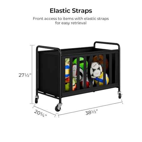 StorageWorks Ball Storage with Wheels, Ball Cart for Garage, Garage Sports Equipment Organizer, Balls Organizer for Basketball, Football, Volleyball