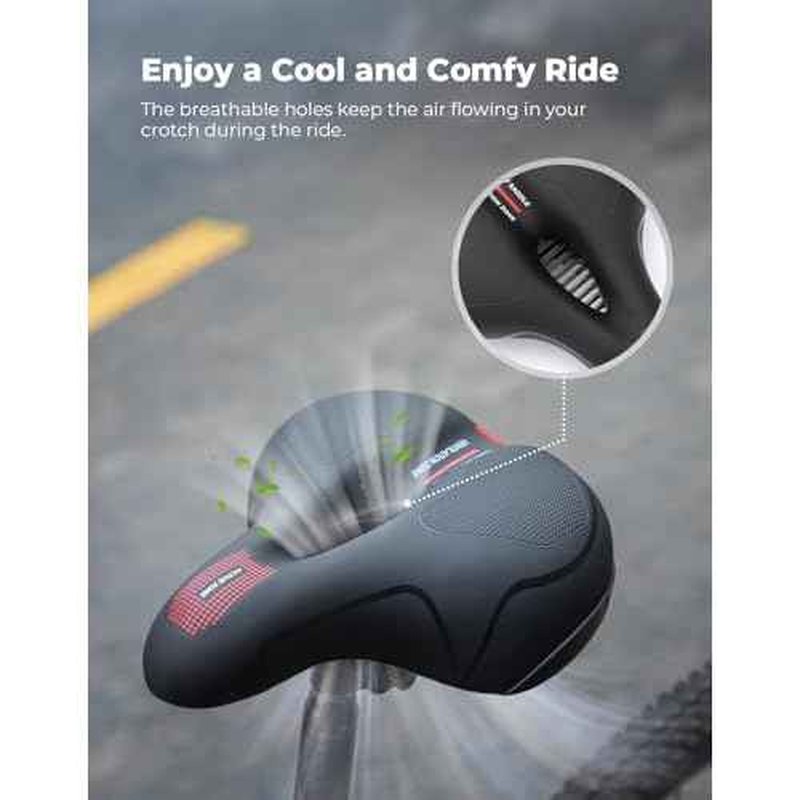 KEMIMOTO Bike Seat Cushion with Soft Foam Padded, Comfortable Bike Seat for Men Women, Bicycle Saddle for Touring, Exercise Bicycle, Commuter, Travel