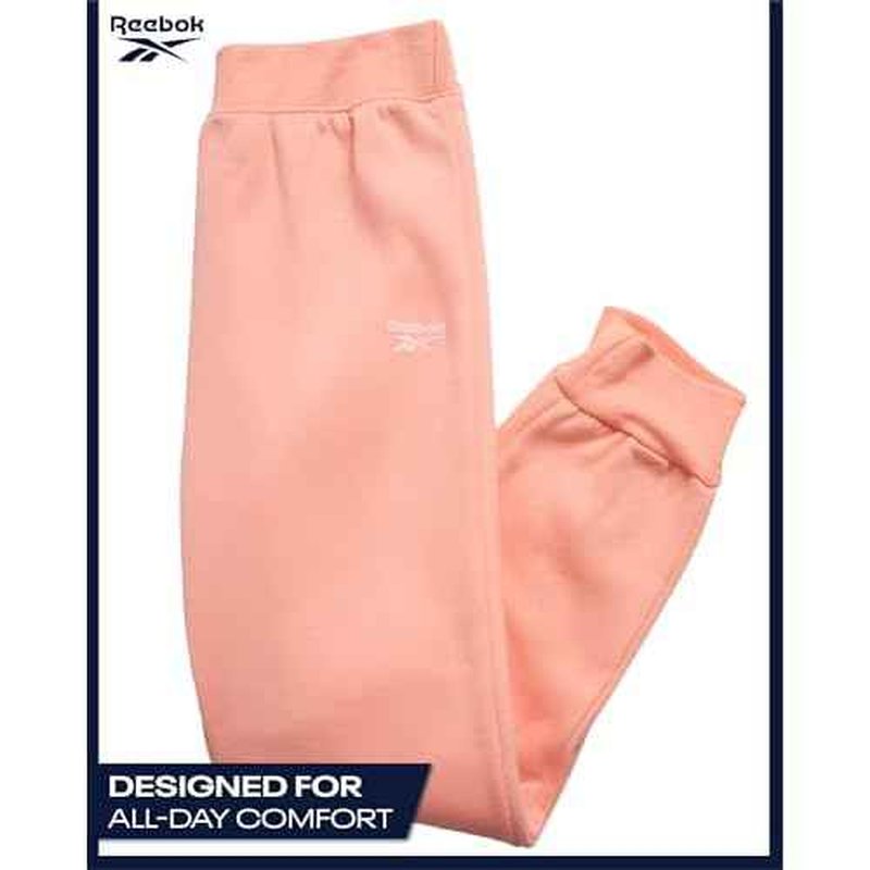 Reebok Girls Sweatsuit Set - 2 Piece Soft Long Sleeve Hoodie Sweatshirt and Sweatpants for Girls - Athletic Sweatsuit, Size 7, Peach