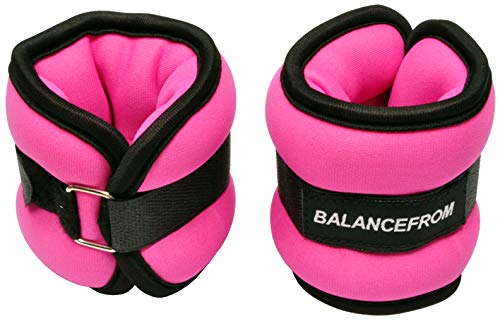 Signature Fitness Fully Adjustable Ankle Wrist Arm Leg Weights, 1 lbs each (2-lb pair), Pink