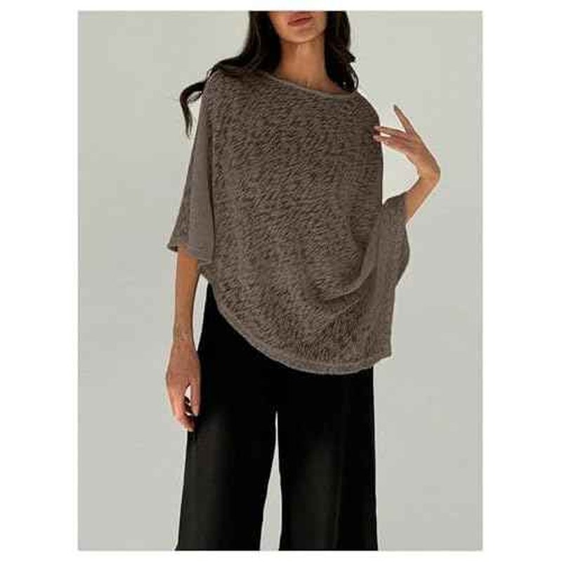 MakeMeChic Ponchos for Women Sheer Poncho Sweater Shawl Wraps Coverup