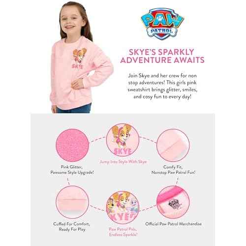 Paw Patrol Sweatshirt | Girls' Sweaters | Skye Sweatshirt For Girls | Glittery Kids Jumper